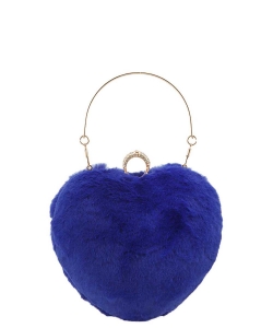 Fur Heart Top Handle Bag 6717 ROYAL BLUE